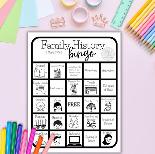 3 Nephi 20-26: Family History Bingo