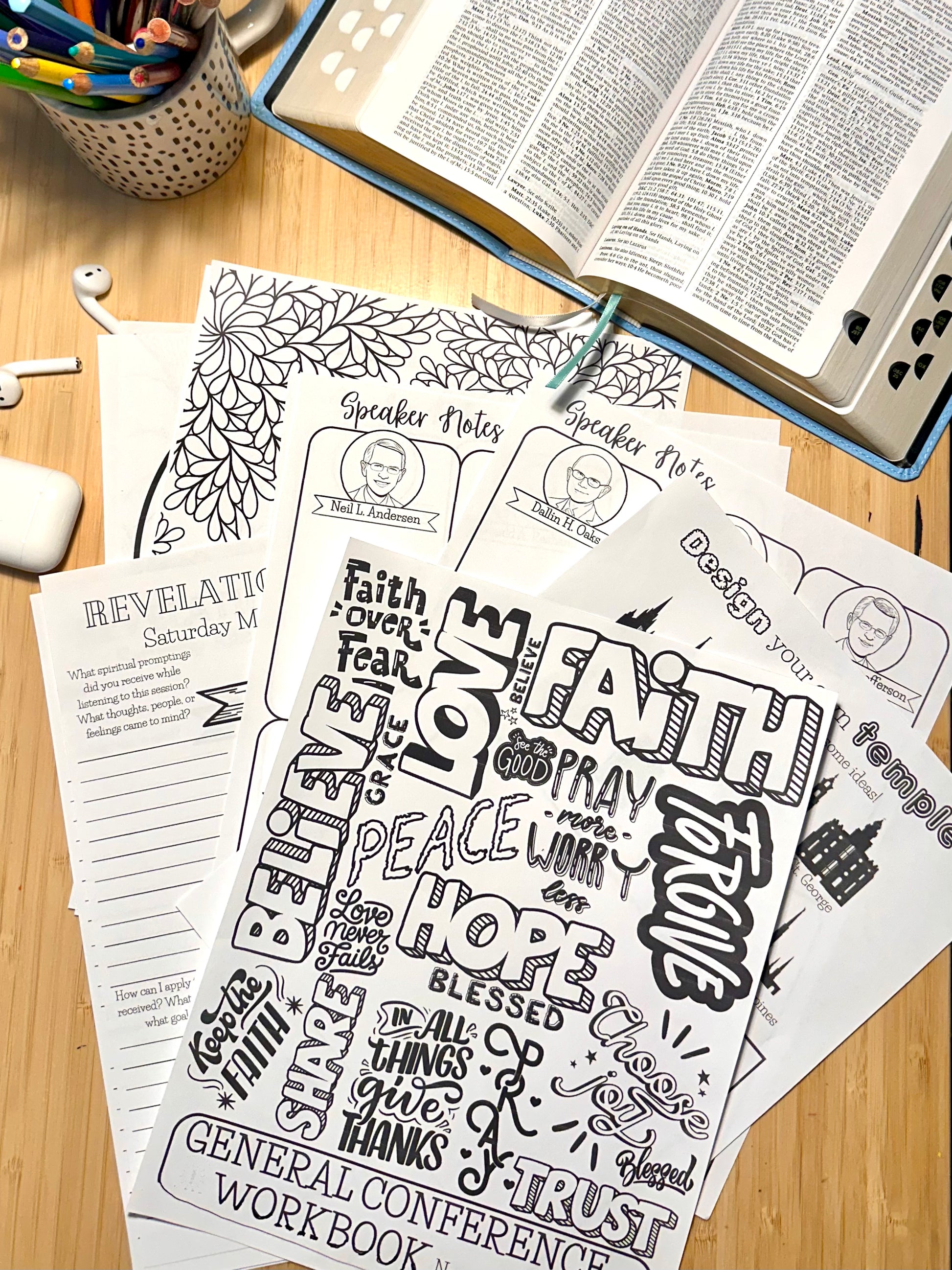 Printable LDS youth conference study pages for Young Women and Young Men