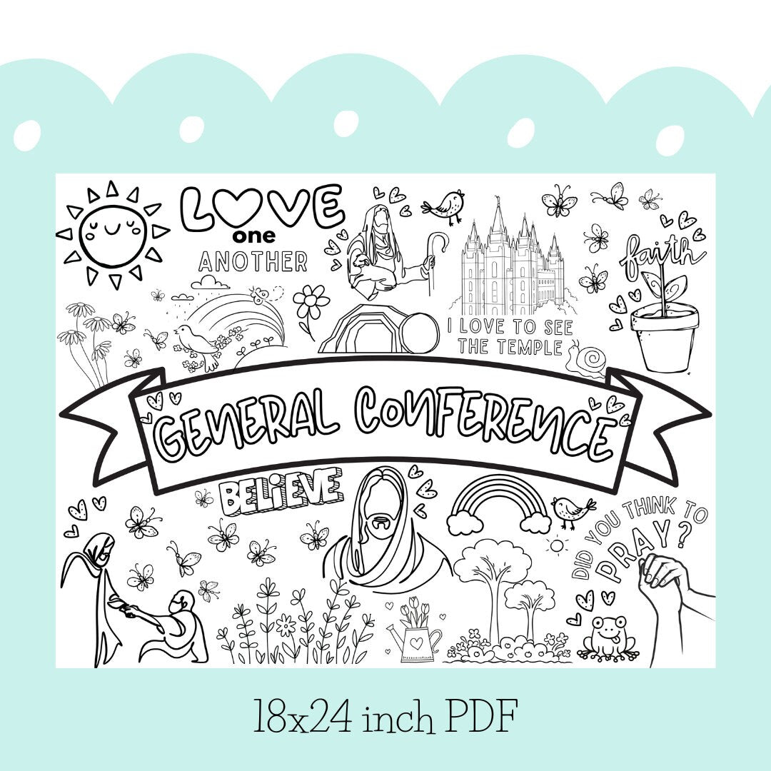 18x24 LDS coloring poster engineer print layout for Primary children quiet activity
